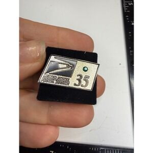 USPS United States Postal Service 35 Years Service Award Pin Green Stone Silver